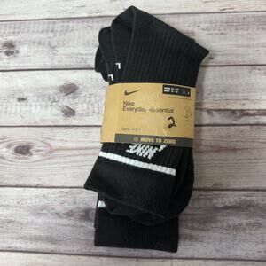 Nike Everyday Essential Crew Socks 2 Pack Dri-Fit Mens Large 8-12 Black